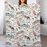 Personalized Vintage Toy Car Race car Baby Boy Blanket